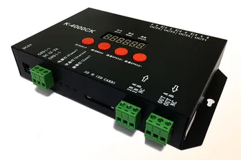 DC5 ~ 24 В К-4000CK SD карта led пиксельный контролер с LCD дисплей (обновена версия на T-4000); 4 порта SPI-сигнал 4096 пиксела, контролирани от