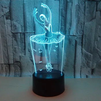 Нов Балет 3d Нощни Светлини Цветни Сензорни Дистанционно Управляеми Led Визуални 3d Led Лампи Подарък Атмосфера Настолни Лампи