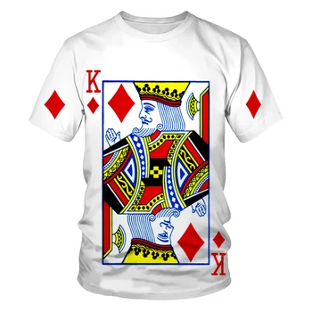 Новият Мъжки и Дамски Модни тениска за покер с 3D принтом, Свободна Удобно Спортно Облекло, Дишаща Градинска Облекло