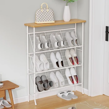 Тясна стойка за обувки проста вратата на малката многопластова компактна домашна вратата за съхранение на верандата в скандинавски стил, малък рафт за обувки в апартамент