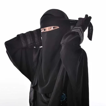 H1219 Однослойная шифоновая плат, никаб, вратовръзка, делото за лице, мюсюлмански хиджаб, шал, кърпа, само черен цвят, тюрбан, шапка, качулка
