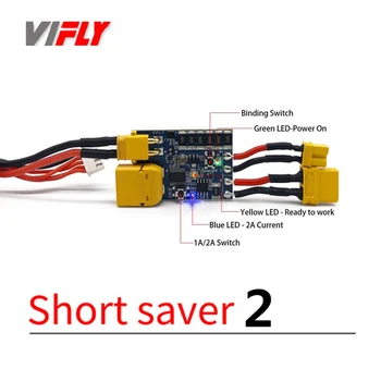VIFLY ShortSaver 2 на Интелектуална Димна тръба Бутон за включване Електронен предпазител За предотвратяване на късо съединение работен ток 2-6 S XT30 TX60