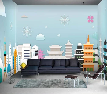 Декоративни тапети на тема детска стая пространство градски фон на стената
