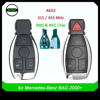 DIYKEY Евтини AKDZ Smart Remote Ключодържател 3 бутона/4 Бутона 315 Mhz/433 Mhz за Mercedes-Benz ЧАНТА Чип за 2000 +