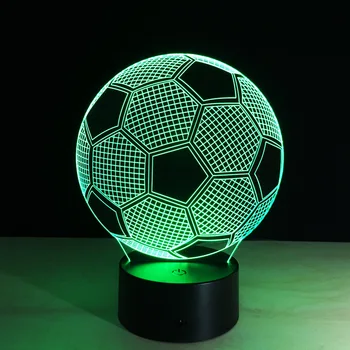 Футболни Подаръци Led 3d Акрилни лека нощ на Нов 7 Цвята Променящата 3D Иллюзионный Лампа, Шампион на Европа за лека нощ 3d Визуален Светлина