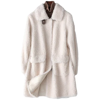 Жена вълна палто с дълги ръкави, Ревери, скрита в ключалката, Мека и нежна Морозостойкая Топло дамско яке, проста модни и ежедневни