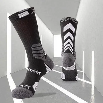 Мъжки Спортни Чорапи Професионални Баскетболни Чорапи, Кърпа Долни Чорапи Пот Дишащи Бягащи Футболни Амортизационен Чорапи