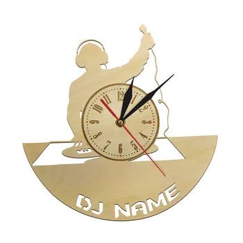 Потребителско Име DJ Начало Декор Стенни Часовници любителите на музиката Пей Самоличността на Стенно Изкуство Дървени Часовници Добър Подарък За Dj
