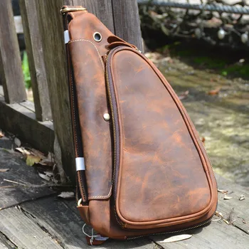 AETOO Оригинална ретро нагрудная чанта от телешка кожа на първия слой, мъжки модерна чанта през рамо, кожена чанта през рамо, когато корейска версия, раница