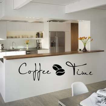 Малки Стенни Стикери Време на Кафе На английски, Кафенета Декорация на Кухня, Издълбани на Стената Етикети