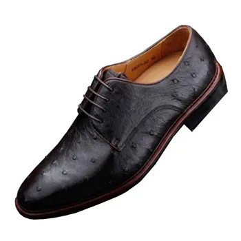 ourui натурална страусиная кожата бизнес мъжки Кожени мъжки модел обувки ръчно Мъжки обувки мъжки обувки