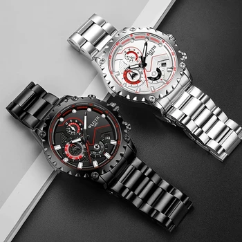 Мъжки часовник многофункционални спортни часовници мъжки часовник с голям циферблат кварцов часовник светещи водоустойчиви мъжки часовници на едро на поръчка