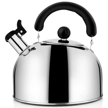 Машина за топъл чай SHGO, чайник със Свирка, чайник за чай от неръждаема Стомана, Чайници за плочи, по-голям капацитет за 4,3 Qt (4 литра)