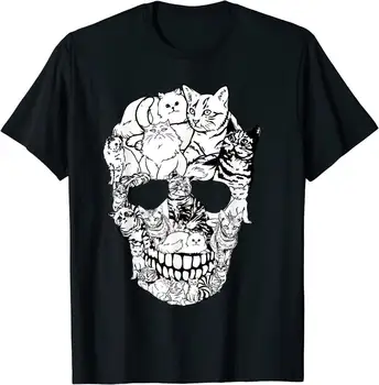 Тениска с Кошачьим Черепа - Тениска с Кошачьим Черепа в Костюм на Скелет Кити за Хелоуин