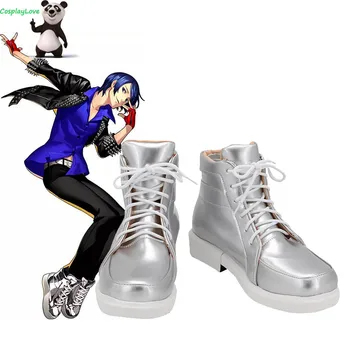 Persona 5: Танцуваща Звездна Нощ Юсуке Китагава Сребърна Обувки За Cosplay, Дълги Кожени Обувки По Поръчка Cosplay Любов