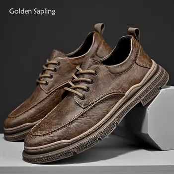 Golden Sapling/ Мъжки Ежедневни Обувки; Модни Лоферы за Бизнес и Отдих на Равна подметка; Мъжки Обувки за Шофиране; кожени Мокасини в стил ретро; Мъжки Лоферы