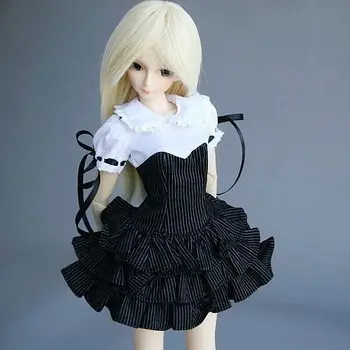 [wamami] 244 # Рокля /костюм с бяла яка черна ивица 1/4 MSD 1/3 SD DZ ОРБ BJD Кукла Dollfie