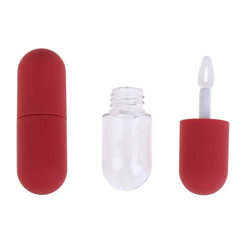 Контейнер за козметичен проба пробирок гланц за устни PE 4.5 МЛ празен прозрачен пластмасов миниый козметични контейнер с червен Капак