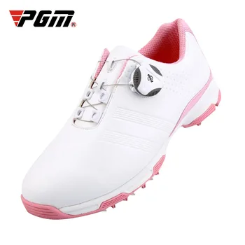 Обувки за голф PGM, модерни и удобни дамски маратонки за голф, нескользящая и водоустойчив обувки, дантелени маратонки дантела