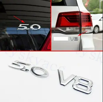 3D Автомобилен Двигател Стикер Стикер 5.0 + V8 Емблемата на Иконата за Логото Хромирани Аксесоари украса