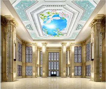 3d таван стенописи тапети по поръчка на снимка на Европейския дворец модел 3D бял гълъб цветя небето декор тапети в хола