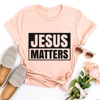 Jesus Matters Риза Jesus Matter Дамски Дрехи Harajuku Риза Исус Графичен Тениски Дамски Християнски Модерен Естетически Върхове