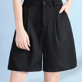 2021, нова мода, просто ежедневни корейската версия на женски шорти Harajuku, летни преки свободни шорти mujer с висока талия, за пътуване до работа
