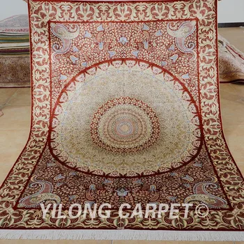 Персийски копринен килим Yilong 5 'x7' тъмно синьо vantage традиционен ориенталски килим с ръчно възел (1048)