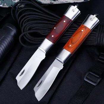 Нов ловен нож 7Cr15MoV Нож Сгъваем Нож + Дървена Дръжка Тактически Ножове Ловен Нож, Ножове За Оцеляване Походный Нож Инструменти