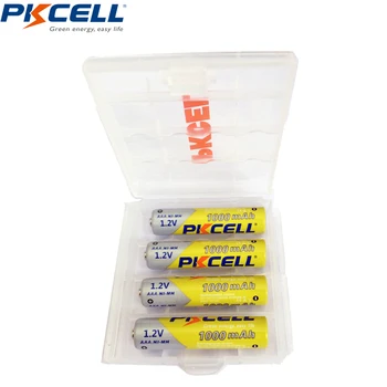 4 x PKCELL 1,2 НА НИМХ AAA 1000 mah Акумулаторна Батерия заместител на HHR-4DPA/2B Безжична батерии Помещение Калъф