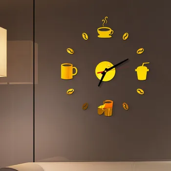 Акрилни стенни часовници по поръчка сам стенни стикери часовници Европейски стил кафе часовници чай с мляко часовник декорация на дома часовник