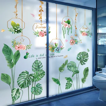Сочни Цветя Стикер на Стената DIY Окачване с Растения Стенен Декор Етикети за Хол Спалня Кухня Детска Декорация на Дома
