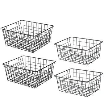 4 Опаковки Телени кошници за съхранение за организиране, Кутии за организиране на помещение за кухненски шкафове, Гардероб, кошница за дрехи