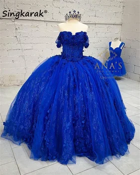 Блестящо Кралско Синьо Бална Рокля на Принцеса, Буйни Рокли, Отстъпка 2022, Апликация с Пайети, Милото 16 Рокля Vestidos De 15 Años