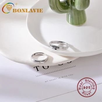 BONLAVIE S925 Сребро Завинаги Влюбен Ring push-pull Дизайн за Мъже и Жени, Да Изразят Любовта Бижута Подарък