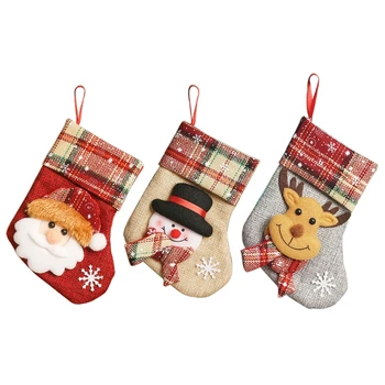 Коледен Отглеждане 6 Инча Класически Чорапи Дядо коледа, Снежен човек Елен Подарък Чанта Бонбони за Камина Дърво Подвесное Украса