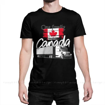 Канадски Шофьори На Камиони Тениска Canada ' S Freedom Convoy One Family Crewneck Памучни Мъжки Тениски С Кръгла Яка Облекло Оригинална Риза