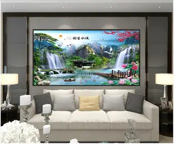 Потребителски тапети за стените, 3 d стенописи тапети Идилична гора водопад пейзаж телевизор, разтегателен фон стенен монтаж декоративен пейзаж