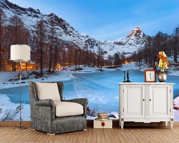 Papel de parede Айсберг езерото зимен пейзаж 3d тапети, хол спалня кухня тапети начало декор бар стенописи