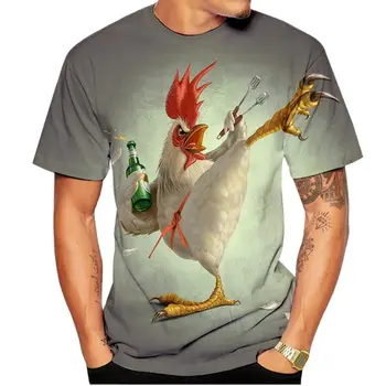 Мъжки Забавна тениска с 3D животно принтом, Лятна Ежедневни риза с къс ръкав, Голяма дишаща риза, 6XL