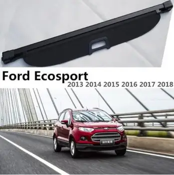 Висок клас Авто Заден Багажник, Товарен Калъф, Предпазващ Екрана За Ford Ecosport 2013 2014 2015 2016 2017 2018 (черен, бежов)
