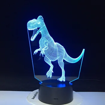3D Led Лампа нощна светлина Динозавър Серия 16 Цвята 3D лека нощ Дистанционно Настолни Лампи, Играчки, Подарък За дете Декорация на Дома