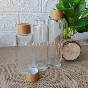 100 мл 120 мл 150 мл екологично чист бамбук в дървена вита капака прозрачна стъклена бутилка за парфюми с бамбуковым спрей PP
