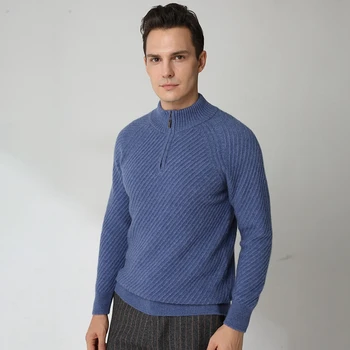 Шарени Мъжки Пуловер, 100% Кашмир Възли Пуловери, Новите Модни Есенни и Зимни Мъжки Джъмпери, Топли 5 цвята, Мъжки Блузи