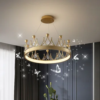 Модерен, Скандинавски Led Дизайн Crown Висящи осветителни Тела от Кристал Окачен Лампа За Дневна Детска Спални, Кухненско Осветление блясък