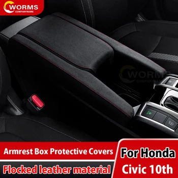 За Honda Civic 10Th 2016-2021 Автомобил Кожа материал Подлакътник Скоростна Защитни Капаци Подлакътник от Въглеродни Влакна Bmw Декоративна Модификация