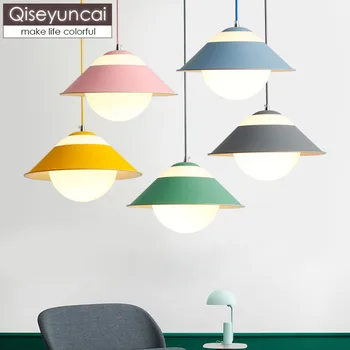 Qiseyuncai Скандинавски модерен минималистичен ресторант macaron полилей творчески бар хранене магазин за дрехи лампа в сламена шапка
