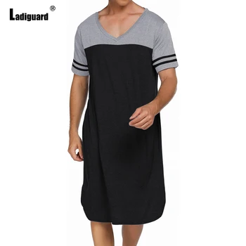 Ladiguard Плюс Размер дрехи Мъжки Дълги Основни Върховете на Мъжете Лоскутная тениска 2021 Нови Ежедневни Летни Пуловери С Къс Ръкав Тениски Мъжки