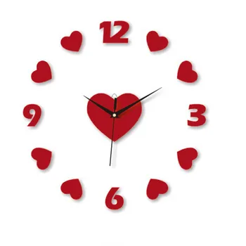 Стенен часовник акрил форми на изкуството сърцето декоративни за сватбени подаръци