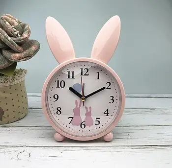 Красива украса розов заек alarm clock творческа личност прекрасни чисти червени часовници бижута